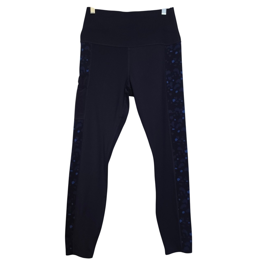 Knix High Waist Leopard Side Pocket Leggings Navy Blue Medium